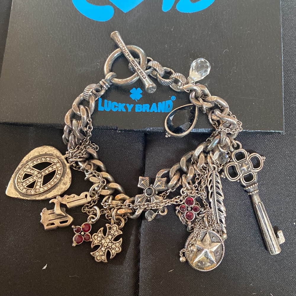 Charm bracelet vintage / retro lucky brand bracelet sterling silver